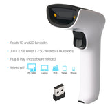 ScanAvenger Wireless Portable 1D&2D Bluetooth Barcode Scanner: Hand Scanner 3-in-1, Cordless, Rechargeable Scan Gun for Inventory - USB Bar Code/QR Reader (1D&2D with No Next Gen Stand)