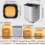 KITCHENARM 29-in-1 SMART Bread Machine with Gluten Free Setting 2LB 1.5LB 1LB Bread Maker Machine with Homemade Cycle - Stainless Steel Breadmaker with Recipes Whole Wheat Bread Making Machine