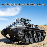 SNACKTANT 2.4G Fully Proportional Remote Control Tank - Rock Crawler RC Truck 4x4 Off Road Military Vehicle with 2 Batteries, All Terrain Drift Army Truck with Cool Lights, Great Gift for Kids Boys