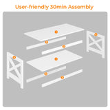 Yaheetech Wood 2-Tier White Coffee Table with Storage Shelf for Living Room, X Design Accent Cocktail Table, Simple Design Home Furniture, 39.5 x 20 x 18 Inches