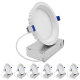 LUXRITE 6 Inch LED Regressed Mini Panel, Recessed Light, 5CCT 2700K-5000K, Dim to Warm, Switchable 12/15W, 770/1150 Lumens, CRI90, Dual Dimmable (TRIAC/0–10V), 100°, Canless Spotlight, ETL (6 Pack)