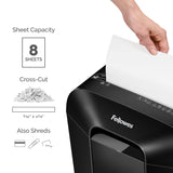 Fellowes Powershred LX45 Quiet Operation 8-Sheet Cross-Cut Paper Shredder, 4400201, Black