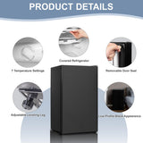 Techomey 3.2 Cu.Ft Mini Fridge for Bedroom, Small Refrigerator with Single Door & 7 Level Adjustable Thermostat, Mini Fridge for Office, Dorm, Apartment, Black