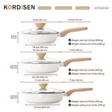 Kordisen Ceramic Nonstick Frying Pan Skillet Set with Lid, 3 Piece Ceramic Pans for Cooking Non Toxic, Healthy Induction Cookware, Stay-Cool Handle, PFOA & PFAS Free (8 Inch, 9.5 Inch, 11 Inch)