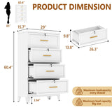 4 Drawer Steel Wide Filing Organization Storage Cabinets for Legal/Letter/A4/F4 Size with Hanging Files&Key