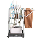 Janitorial cart Housekeeping cart Cleaning Cart on Wheels Housekeeping Caddy with Shelves Broom mop Holder QTJH