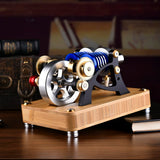 MechPuConToy Stirling Engine Kit, Alpha-Type Twin-Cylinder Twin-Piston Hot Air Stirling Engine External Combustion Engine Model, Physics Science Experiment for Youth Adult (Assembled Version)