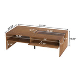 NessCarsti Coffee Table with LED Lights, 51" Modern Rectangular Living Room Center Table with Storage Shelves & Hidden Compartment, Stylish Tea Table for Apartment, Home, Office