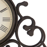 Howard Miller Waucedah Mantel Clock II 549-618 – Wrought-Iron Frame, Antique Warm-Grey Finish, Windsor Cherry Finish, Decorative Molding, Quartz Movement
