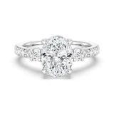 IGI Certificated Oval Moissanite Three Stone Ring, 2CT Silver Size 5.5