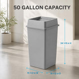 Getzi 10 Pack Black 50 Gallon Heavy Duty Garbage Cans with Lids, Large-Capacity Square Commercial Waste Containers with Integrated Handles for Indoor Outdoor Facility and Industrial Use