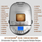 Bread Machine with Gluten Free Setting 2LB 1.5LB 1LB Bread Maker Machine with Homemade Cycle - Stainless Steel Breadmaker KITCHENARM