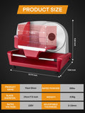 FOHERE 250W Meat Slicer Machine for Home, Electric Food Slicer with Stainless Steel Tray & Three 7.5" Stainless Steel Blade, 0-15mm Precise Thickness Deli Meat Slicer for Bread Fruit Vegetable (Red)
