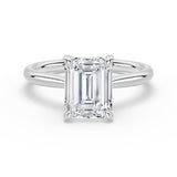MSBLUE® 2 CT Size 6 Emerald Cut Moissanite Engagement Ring with Hidden Halo