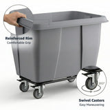 8 Cubic Foot 500 lb. Trash Cube Truck, Grey Commercial Laundry Cart, Construction Trash Recycling Trolley, Industrial Garbage Wagon Transportation, Rolling Waste Bin