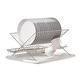 JOKKOL Collapsible Cup Drying Rack, Space Saving Foldable Stainless Steel(304) Mug Holder for Kitchen Counter,Compact 5-Glass Cup Rack Metal 3-Tier Large Capacity