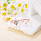 14k gold Natural Moss Agate Ring Set 1.25ct Green Stone 10k gold Pear Cut Natural Moss Agate Ring Set for Women Moss Agate Jewelry Promise Ring