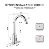 Automatic Touchless Bathroom Sink Faucet Motion Sensor Commercial Kitchen Hands Free Faucet with Hole Cover Plate,AC/DC Powered, Public Sink Faucet,Chrome (Chrome High)