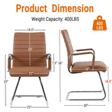 Sidnali Waiting Room Chairs, Office Guest Chair with Sled Base Mid Back for Reception Conference Room, Brown Set of 2