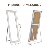 Yumyolk Full Length Mirror with Stand 68"x24" Long Wood Dressing Mirror Full Body Wall Mounted for Bedroom White