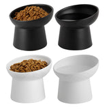 KITCHENLESTAR Elevated Cat Bowls, 15° Tilted Ceramic Raised Cat Food and Water Bowl Set, Whisker-Friendly Porcelain Pet Feeder Dishes for Indoor Cats and Small Dogs,Black & White Mixed,5.2 Inch,4 Pack