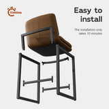 24" Brown Counter Height Bar Stools Set of 4, Double-Layer Seat