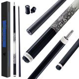 KONLLEN Carbon Fiber Pool Cue, Low Deflection Shaft with Pro Taper, Ebony Inlay Design, 11.8mm Tip, Adjustable Weight System