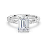 MSBLUE® Size 5.5 2ct Emerald Cut Moissanite Engagement Ring