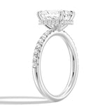 MSBLUE® Size 7 2ct Radiant Cut Moissanite Engagement Ring, Rhodium Plated