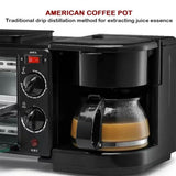 HEQIM Portable Oven Breakfast Maker, 3-in-1 Breakfast Maker Station with Coffee Machine, Non-Stick Pan, Toaster Oven, 30-Min Timer