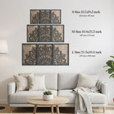 Set of 3 Mandala Wood Wall Art, Black Framed Boho Laser Cut Panels | Large Zen Triptych Decor for Living Room, Yoga Studio & Home, Spiritual Gift 27,5" x 39,3"