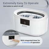 ZKH Ultrasonic Jewelry Cleaner, 48kHz High Frequency Sonic Jewelry Cleaner Machine with 500ml Capacity for Jewelry, Eyeglasses, Watch Straps, Earrings, Ring, Necklaces, Razors, Dentures