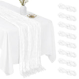 8 Pack White 17 x 108 Inch Cheesecloth Table Runner - Boho Gauze Sheer Fabric for Wedding Baby Shower Party Home Decor