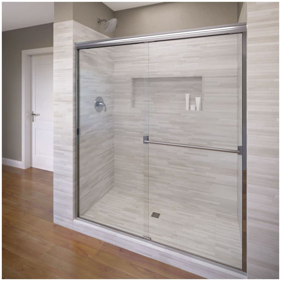Classic Sliding Shower Door, Chrome, Silver Basco Shower Door