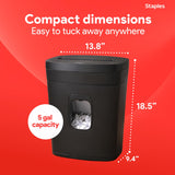 Staples 15-Sheet Cross Cut Paper Shredder for Home Office, P-4 Security, 20-Min Run Time, Shreds Paper