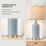 24.25" Modern Ceramic Blue Table Lamps Set of 2 for Living Room Bedroom Bedside Table Lamp for Night Stands Boho Nightstand Lamp Coastal Side End Table Lamps Reading Light Home Office Dorm Deco Gifts