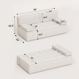 NessCarsti 79”Compact Sofa - Modern Fabric Dual-Seat Convertible Sofa Bed