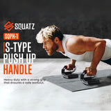 SQUATZ S-Shaped Push Up Bars - Pushup Handles for Men and Women - Steel and Foam, Nonslip Grip Strength Training (Set of 2) SQUATZ