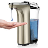 PZOTRUF Automatic Soap Dispenser, Touchless Dish Soap Dispenser 17oz/500ml with Infrared Sensor, 5 Adjustable Soap Dispensing Levels, Liquid Hand Dispenser for Bathroom Kitchen Sink(Champagne Gold)
