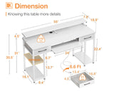 Computer Desk with Drawers, 55 Inch Office Desk with Power Outlet and Keyboard Tray & Storage Shelves & PC Stand