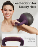YOTTOY Soft Kettlebell with Leather Handle – Anti-Slip Sweat-Absorbing Grip, Home Gym Kettlebell Weights for Strength Training (Purple, 20 LB)