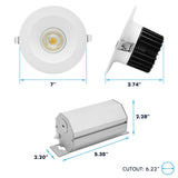 LUXRITE 6 Inch LED Recessed Light, Regressed Spotlight with Round White Interchangeable Trim, 22W, 1800LM, 5CCT 2700K–5000K, 38°, Dual Dimmable, Twist-N-Lock, CRI90, Wet & IC Rated, ETL (4 Pack)