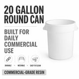 Getzi 6 Pack 20 Gallon White Round Commercial Trash Can, Heavy-Duty