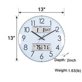Nbdeal 13-Inch Analog Silent Wall Clock with Calendar Temperature & Humidity (White)