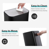 GarveeHome Bathroom Trash Can, 3.2 gal Stainless Steel Garbage Can with Lid, Rectangular Small Step Waste Bin with Foot Pedal & Removable Inner Bucket for Kitchen Bedroom Restroom (Matte Black)