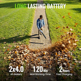 LUCKYTECH Leaf Blower Cordless, 680CFM Leaf Blowers with 2 x 4.0Ah Batteries & Charger, 5-Speed Brushless Motor, Lightweight Snow Blower Grass Blowers