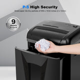 P-5 Paper Shredder, 9 Sheets High-Security Micro-Cut Shredder, 2.4m/min High-Speed Shredding, 5.8 Gallon Bin