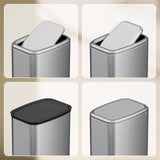 KHMMGK 8L/2.1 Gal Small Bathroom Trash Can with Lid, Swing-Top Rectangular Waste Bin, Stainless Steel Garbage Can for Home