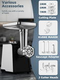 Oaomi 3200W Max Electric Meat Grinder & Sausage Stuffer - Mincer Machine with Tool 2 Blade And 3 Plates, 3 Tubes & Kubbe Kit Tool for Home Kitchen Use（Black）