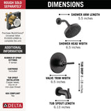 Delta Faucet Saylor 14 Series Black Tub and Shower Faucet Combo, Bathtub and Trim System, Trim Kit, Bathtub Faucet Set, Tub Faucet, Matte Black T14435-BL (Valve Not Included)